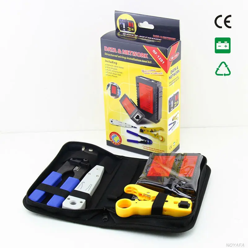 Line Finder Network tool kit Wire stripper & network cable tester & RJ45 Crimping tool & punch Down Tool NOYAFA NF-1201