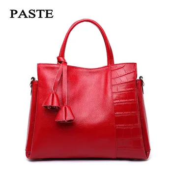 PASTE Fashion Brand Women Bag Handbags Design Genuine Cow Leather Portable Totes Fashion Shoulder Bag Cowhide Messenger Bag