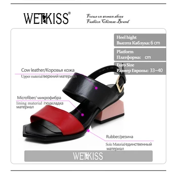 WETKISS 2017 Genuine Leather Brand Women Sandals Strange Heels Colored Gladiator Sandals Open toe Back Strap Summer Shoes Woman