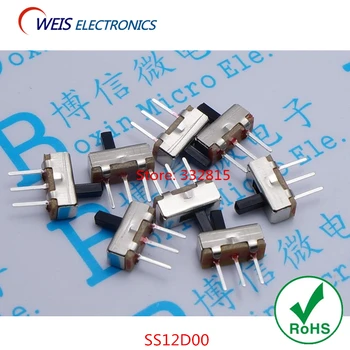 100PCS SS12D00 SS-12D00 SPDT toggle switch Interruptor on-off mini 1 Way 2 Band Slide Switch PCB Mount ROHS D.