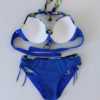 Plus Size 6XL Women Bikinis Set Butterfly Printed Push Up Biquini Swimwear Underwire Bathing Beach Swimsuits Large Size 48-56