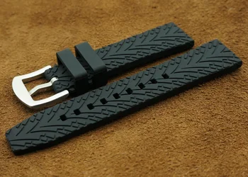 MAIKES New 20 22 24 mm Watchbands Accessories Silicone Rubber Watch Band Strap Black Watches Bracelet Belt For Sports Watch