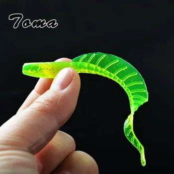 TOMA 16PCS/Lot TOMA Single Tail Soft Worm Fishing Lures 5 Colors 1.8g/4g Capuchin maggot Leaves Bait Soft Lure Fishing Tackle