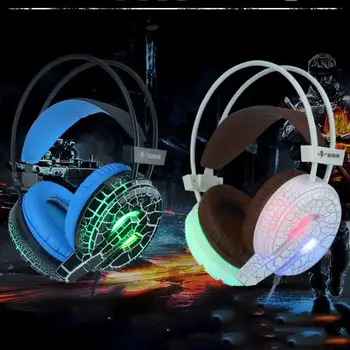 USB 3.5mm Wired Game Headset LED Crack Gaming Headphone Earphone w/ MIC For Computer PC Gamer