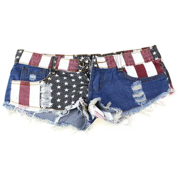 1PC Sexy short women American US Flag pattern Mini Shorts fashion Jeans Hot Pants Denim Low Waist  Shorts #48