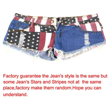 1PC Sexy short women American US Flag pattern Mini Shorts fashion Jeans Hot Pants Denim Low Waist  Shorts #48