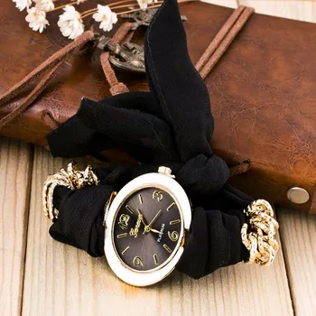 Fashion Clock Women Bracelet Watches Lady Fabric Bowknot Quartz Wrist Watch Woman Top Brand GENEVA Watch Relogio Reloj #N