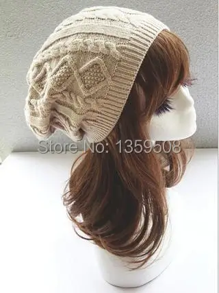 New Retail Women Winter hats Woolen knitted hat Twisted long section folds Girls wool Ski caps