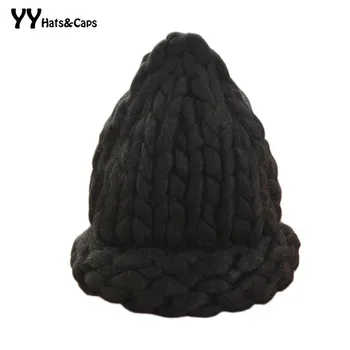Casual Solid Winter Hats For Woman Fashion Handmade Knitted Beanies 8 Colors Warmer Headgear Caps YY0128-2