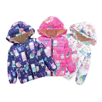 New Fashion Winter Baby Girl Graffiti Cotton clothing Plus Cashmere Keep Warm Coat  2-7Years Baby Girl