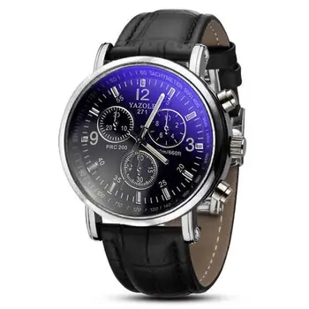 YAZOLE Splendid Luxury Fashion Faux Leather Men Glass Quartz Analog Watches Casual Watch Brand mens watches top brand luxury