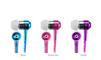 In-ear Metal Bass Zipper Earphone Sports Music Wired Earbud Headset With MIC 3.5mm Jack for Cellphone