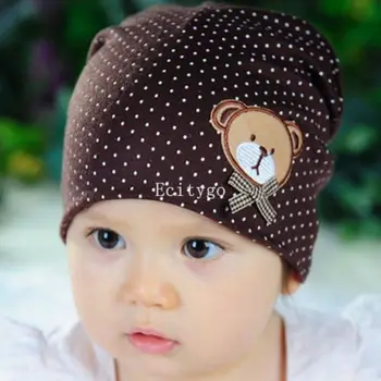 2017 New Unisex Newborn Baby Boy Girl Toddler Infant Cotton Beanie Soft Bear Polka Dot Cute Hat Cap 10 Color Z1