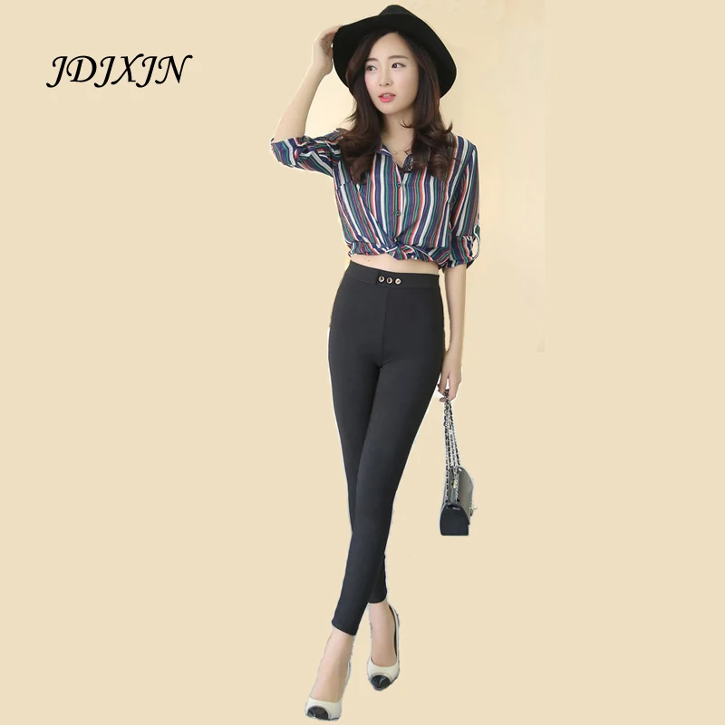 Hot New 2016 Plus Size Elastic Waist Slim Stretch Pant Trousers Women Fashion High Waisted Pencil Pants Large Size S-3XL JN883