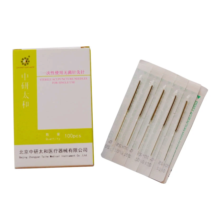 Health care 100 pieces disposable acupuncture needle stainless steel handle sterilization package