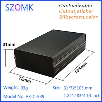 10 pcs, 31*72*105mm black pcb aluminum case equipment box powder coating aluminum electronics tool box enclosure housing