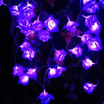 Events and Parties 2M 20LED Rose LED String Lights Battery Wedding Birthday Decoration Lightings Rose LED Guirlande Lumineuse