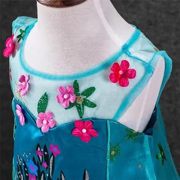 Retail New Girl's Princess Dresses Elsa Fever Cosplay Dresses Kids Cartoon Costume Party Sleeveless Dress Clothes