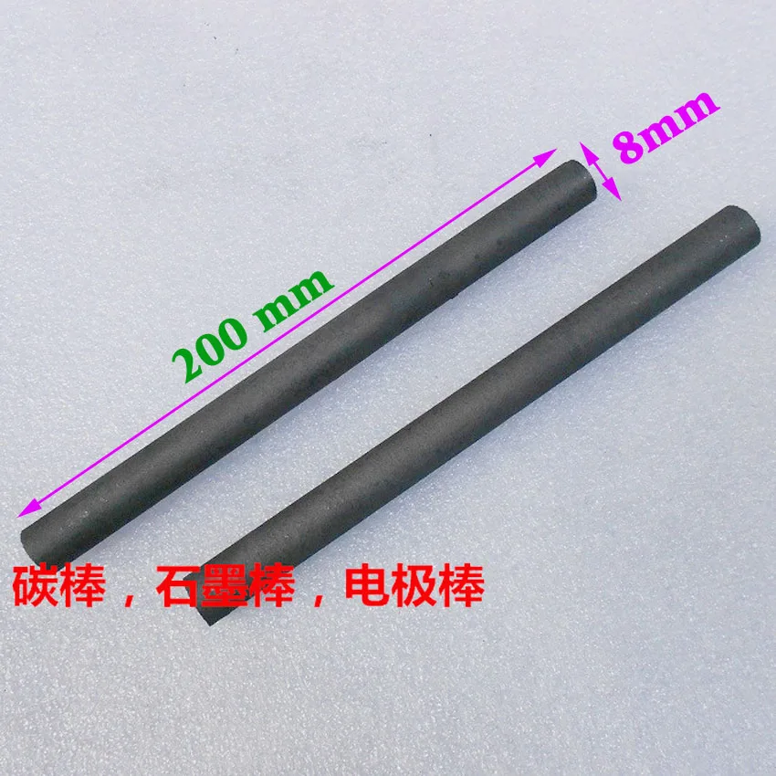 10pcs Carbon rod 8mm x 200mm Electrode graphite rod Graphite Electrodes Crucible stirring rod Graphite rod for spot welding