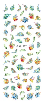 DS337 New Design Water Transfer Nails Art Sticker Harajuku Elements Colorful Feather Leaf Nail Wraps Sticker Manicura Decal