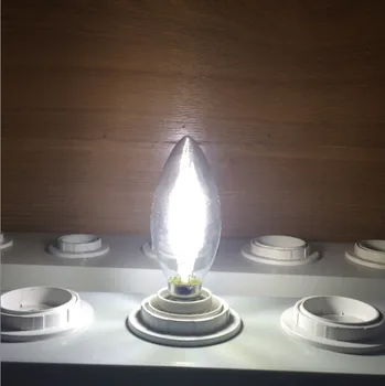 Dimmable 6W LED E12 Candle Light Bulb, 60W Replacement, Candelabra Base LED Light C35 E12 Torpedo Shaped Filament Bulb Lamp