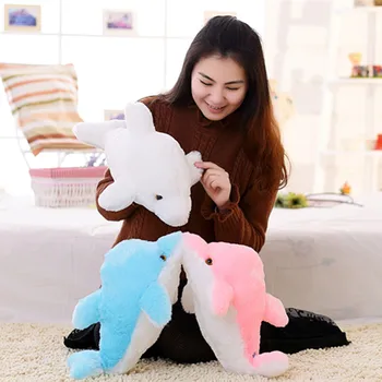 1pc 45cm Creative Luminous Plush Dolphin Doll Glowing Pillow, LED Light Plush Animal Toys Colorful Doll Kids Children's Gift