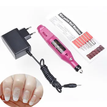 1 set Electric Nail Drill Pen Power Drill with 6bits Acrylic Gel Remover Machine Manicure Pedicure Tools EU US Plug To Choose