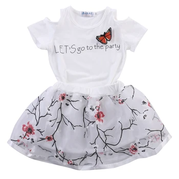 2PCS Toddler Kids Baby Girls T-shirt Tops+Floral Skirt Dress Outfits Girls Clothes Set 2T 3T 4T 5T 6T