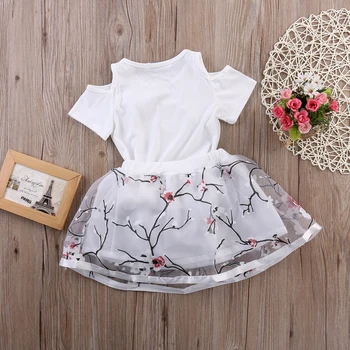 2PCS Toddler Kids Baby Girls T-shirt Tops+Floral Skirt Dress Outfits Girls Clothes Set 2T 3T 4T 5T 6T