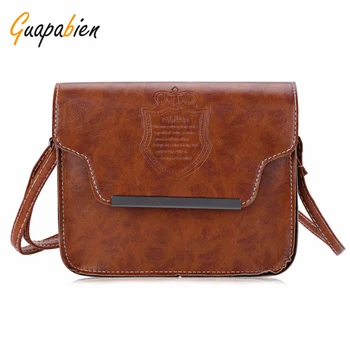 Guapabien Letter Crown Cover Handbags Fashion Hasp PU Leather Flap Bag Red Black Shoulder Messenger Small Bag for Women