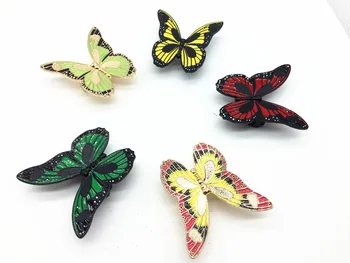 Color fluorescent handle vintage antique Butterfly art continental pastoral country cabinet door handle (Size:69*68*18mm)