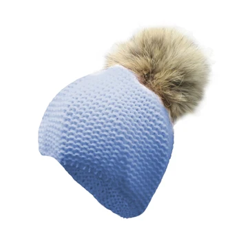 Detachable Real Raccoon Fur Pompoms Hat Kids Baby Boy Girl Infant warm Winter Autumn Thick Hat Beanies Fur Pom Sorf Child Bonnet