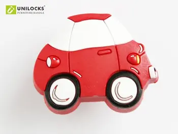 UNILOCKS 10Pcs/Lot Color Baby Cartoon Red Car Plastic Kitchen Cabinet And Furniture Door Knobs