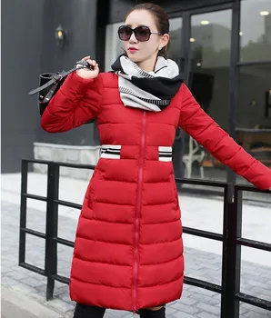 Wholesale 2017 autumn winter cotton down wadded warm Jacket female long design fashion slim plus size Sexy Lady work Coat