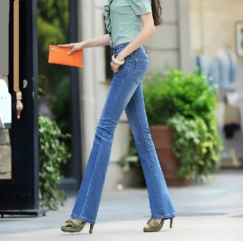 New 2017 cotton tiny flare pants jeans women Denim trousers Popular Fashion slim fit jeans woman