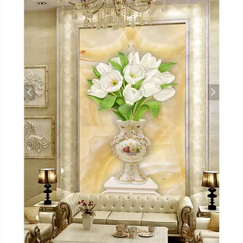 Home Decor wall paper 3d art mural HD European classic lily & vase covering Modern Wall Painting For Living Room wallpaper