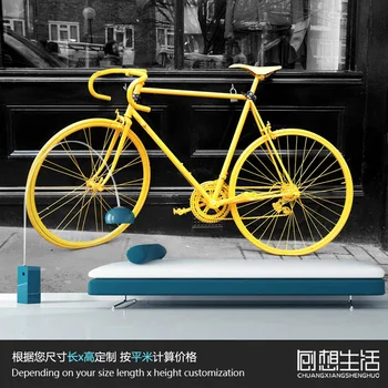Exercise bike monochrome fresco background 3D wallpaper bedroom brand shop large personality 3D wallpaper for wall customization