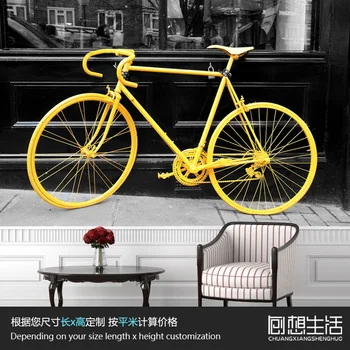 Exercise bike monochrome fresco background 3D wallpaper bedroom brand shop large personality 3D wallpaper for wall customization