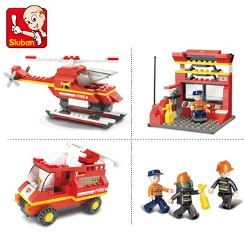 Sluban Building Blocks Emergency Fire Station Building Blocks 371+pcs Enlighten Blocks Educational DIY Bricks Toys For Children