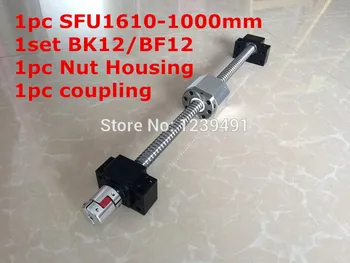 Ballscrew 1610 assembly  - 1000mm + Ballnut + BK12 BF12 End Support + 1610 Ballnut Housing + 6.35*10 Coupler
