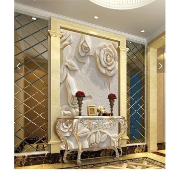 Wall paper 3d art mural HD white rose marble relief effect covering Home Decor Modern Wall Painting For Living Room wallpaper