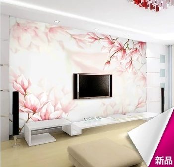 Custom Red Magnolia 3D stereoscopic television background wall paper wallpaper bedroom large living room TV wall mural wallpaper