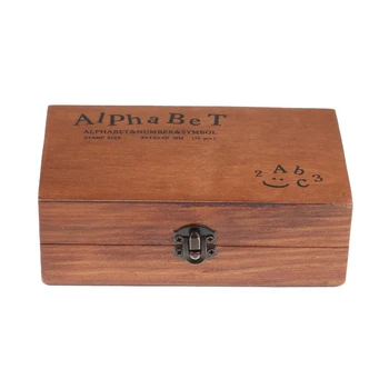 Big Sale 70pcs Vintage DIY Number And Alphabet Letter Wood Rubber Stamps Set With Wooden Box For Teaching And Play Games