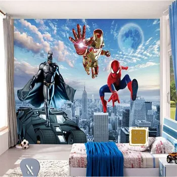 Photo wallpaper 3d wall paper HD Cartoon children's room bedroom living room Superman Batman large painting wall mural wallpaper