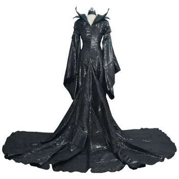 Maleficent dress + Horn Black Witch adult men women costume Custom made Maleficent cosplay suit Halloween costumes