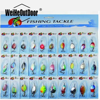 Assorted Mixed Color metal Spinner Spoon Sequin bait Fishing Lure Metal Hard Bait Fishing Lure Set Tackle R30 (30pcs/lot)