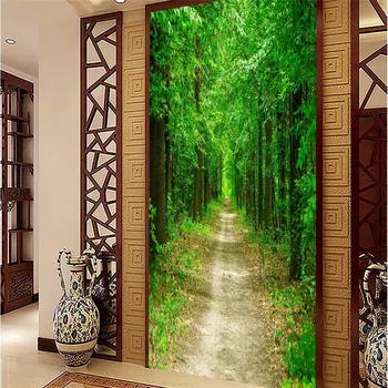 Wall paper 3d art mural HD big green forest woods trail covering Home Decor Modern Wall Painting For Living Room wallpaper