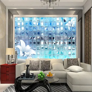 3d wallpaper mural art decor picture backdrop Modern living room hotel restaurant silver mosaic squares painting mural panel