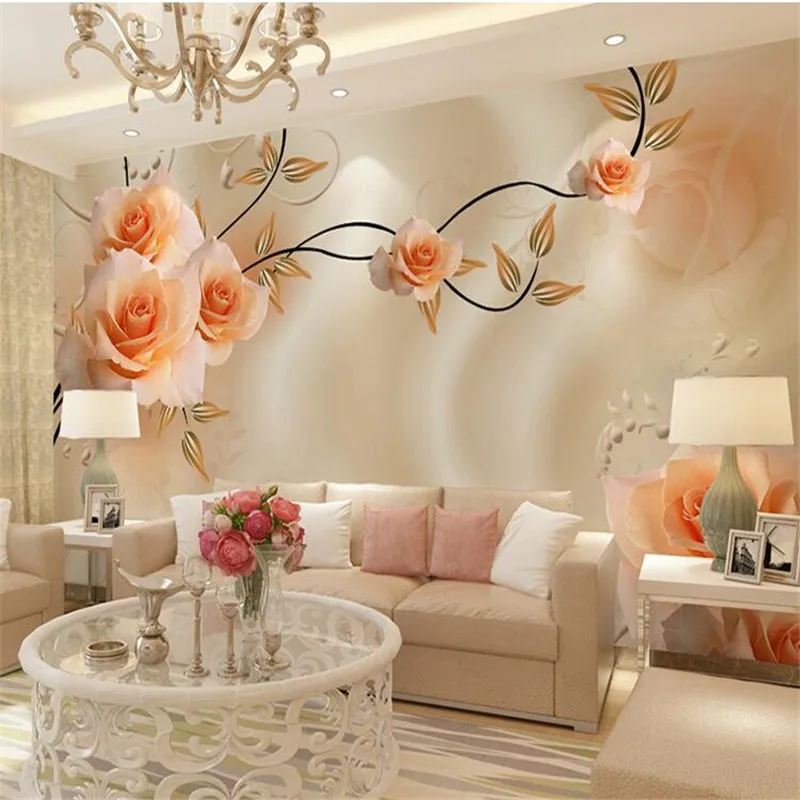 Large Painting Home Decor Silk peony flowers Hotel Background Modern Mural for Living Room Murales De Pared 3d Wallpaper