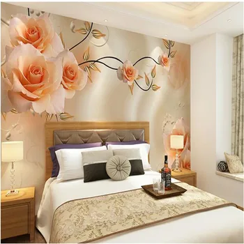 Large Painting Home Decor Silk peony flowers Hotel Background Modern Mural for Living Room Murales De Pared 3d Wallpaper